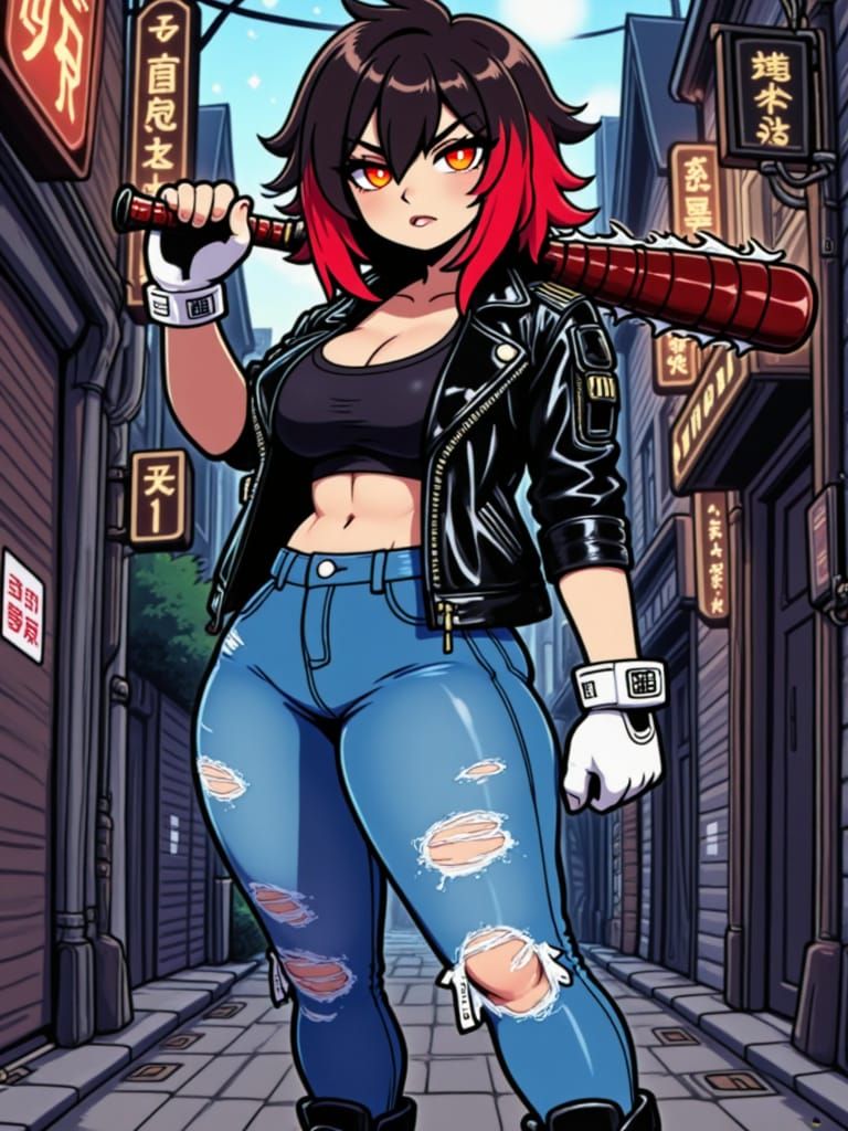Street Brawler Queen in Anime Style