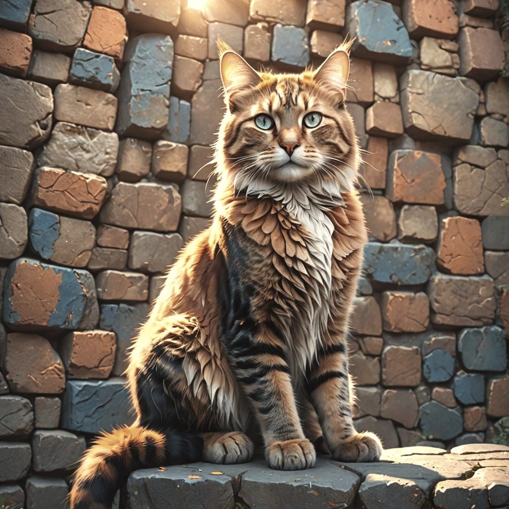 Cat on a Wall: Detailed Fantasy Concept Art