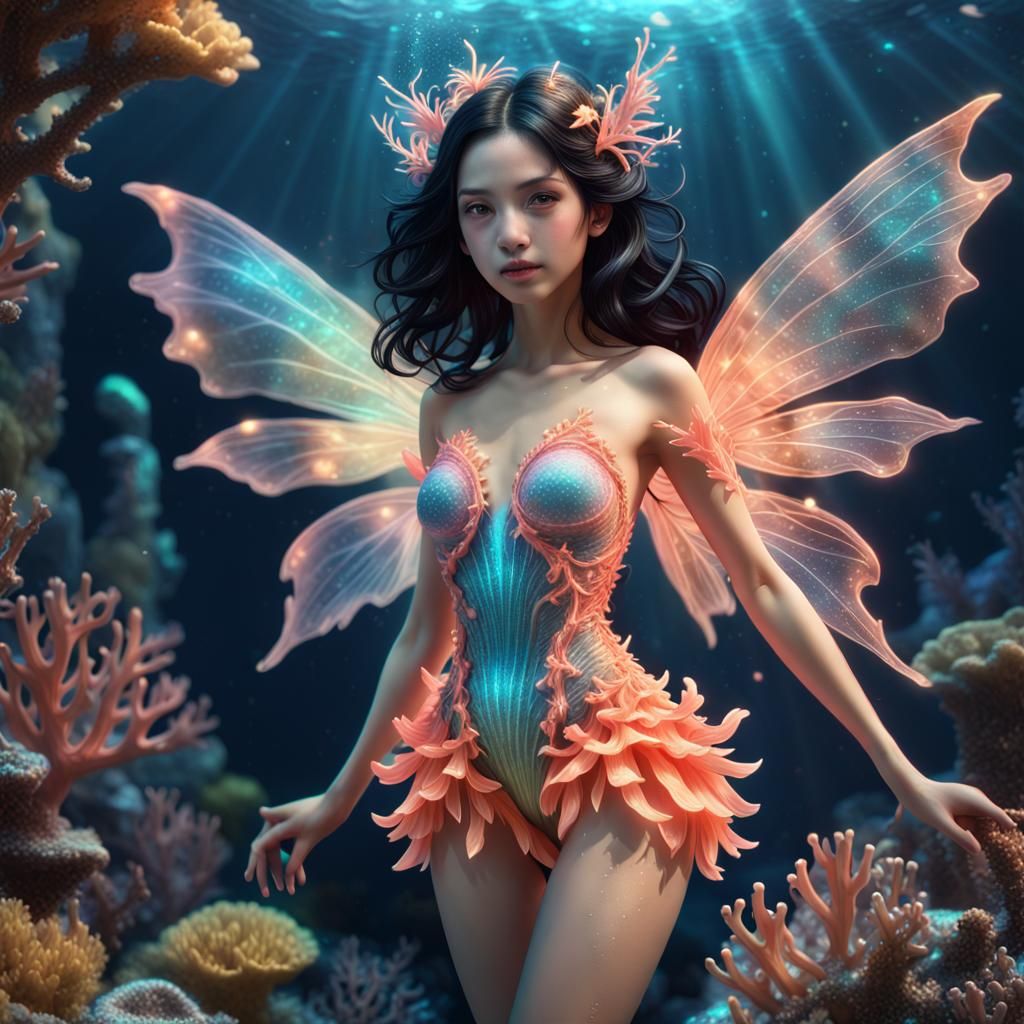 Underwater Fairy with Coral: High Fantasy Concept Art