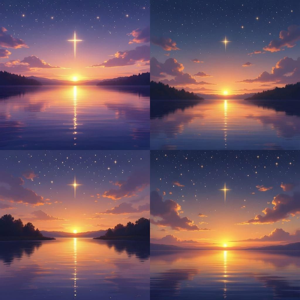 Peaceful Sunset to Starry Night Sky with Divine Light