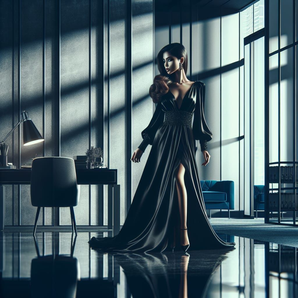 Mysterious Woman in Film Noir Style