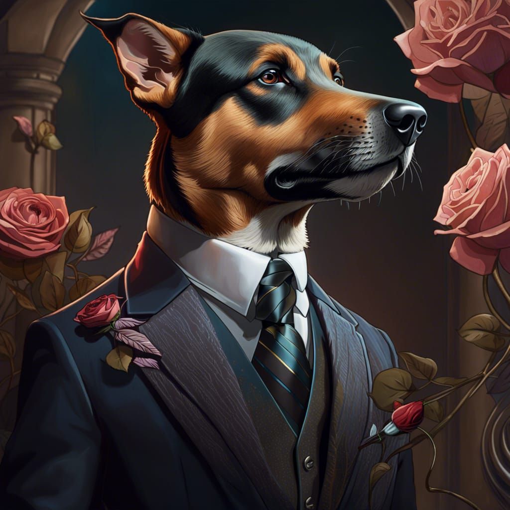 Hyperrealistic Dog Portrait in Suit and Tie