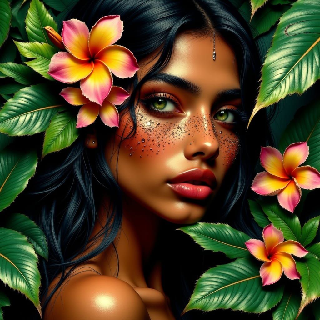 Polynesian Goddess in Tahitian-Inspired Art