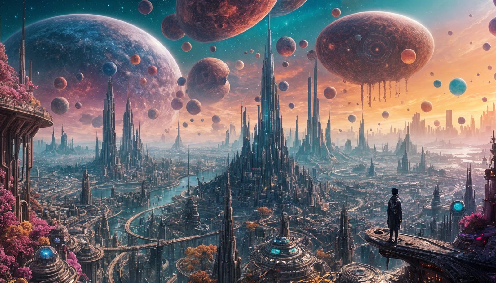 Colorful Surreal Alien Cityscape Panorama
