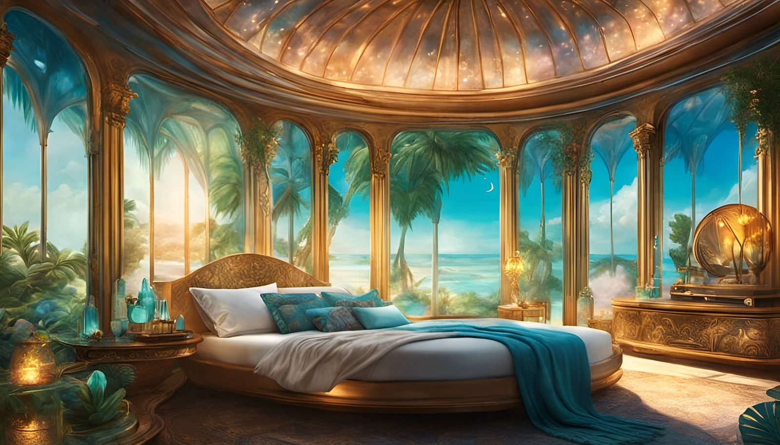 Bedroom on a tropical island