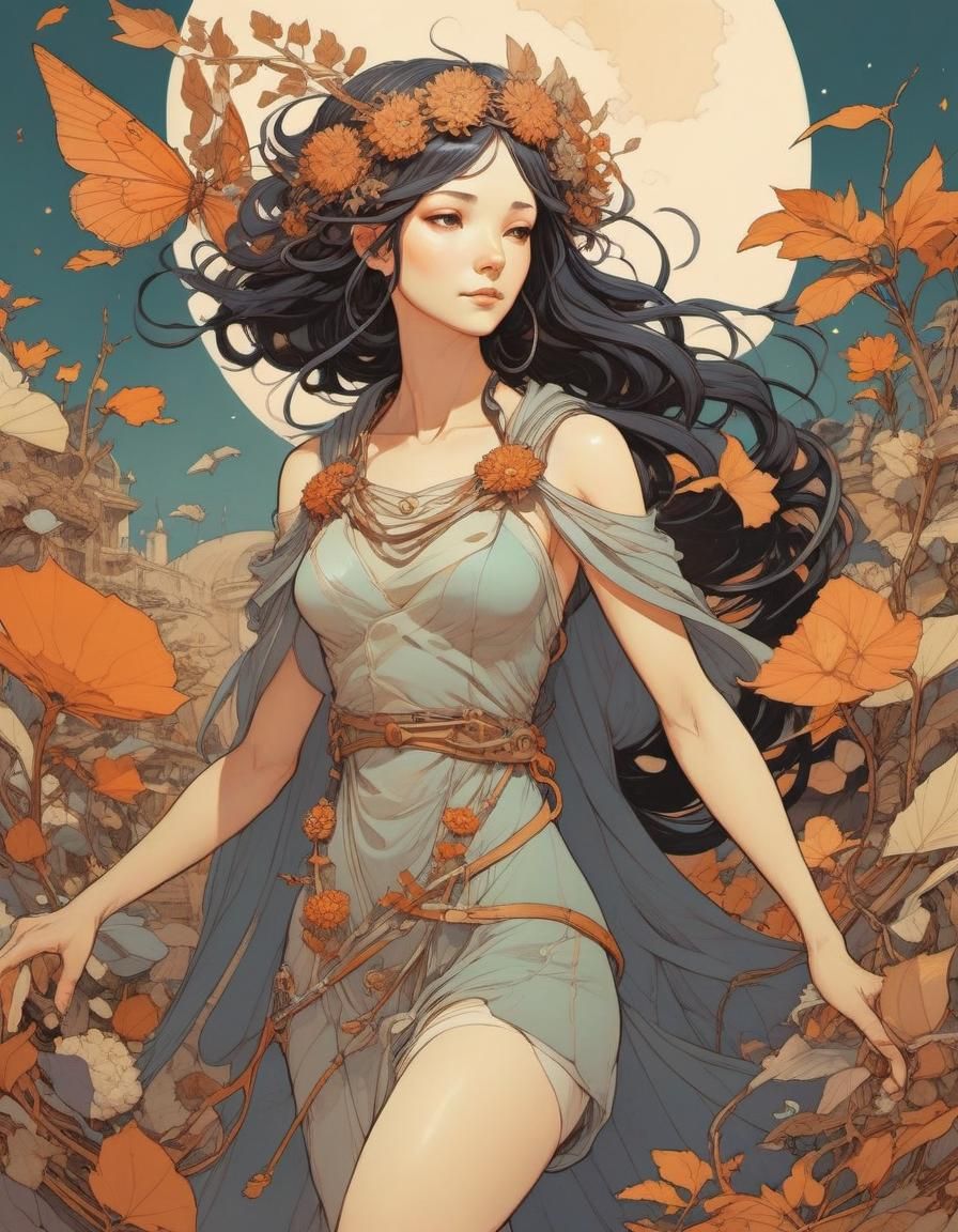 Demeter and Nyx: Ghibli-Style Fantasy Portrait