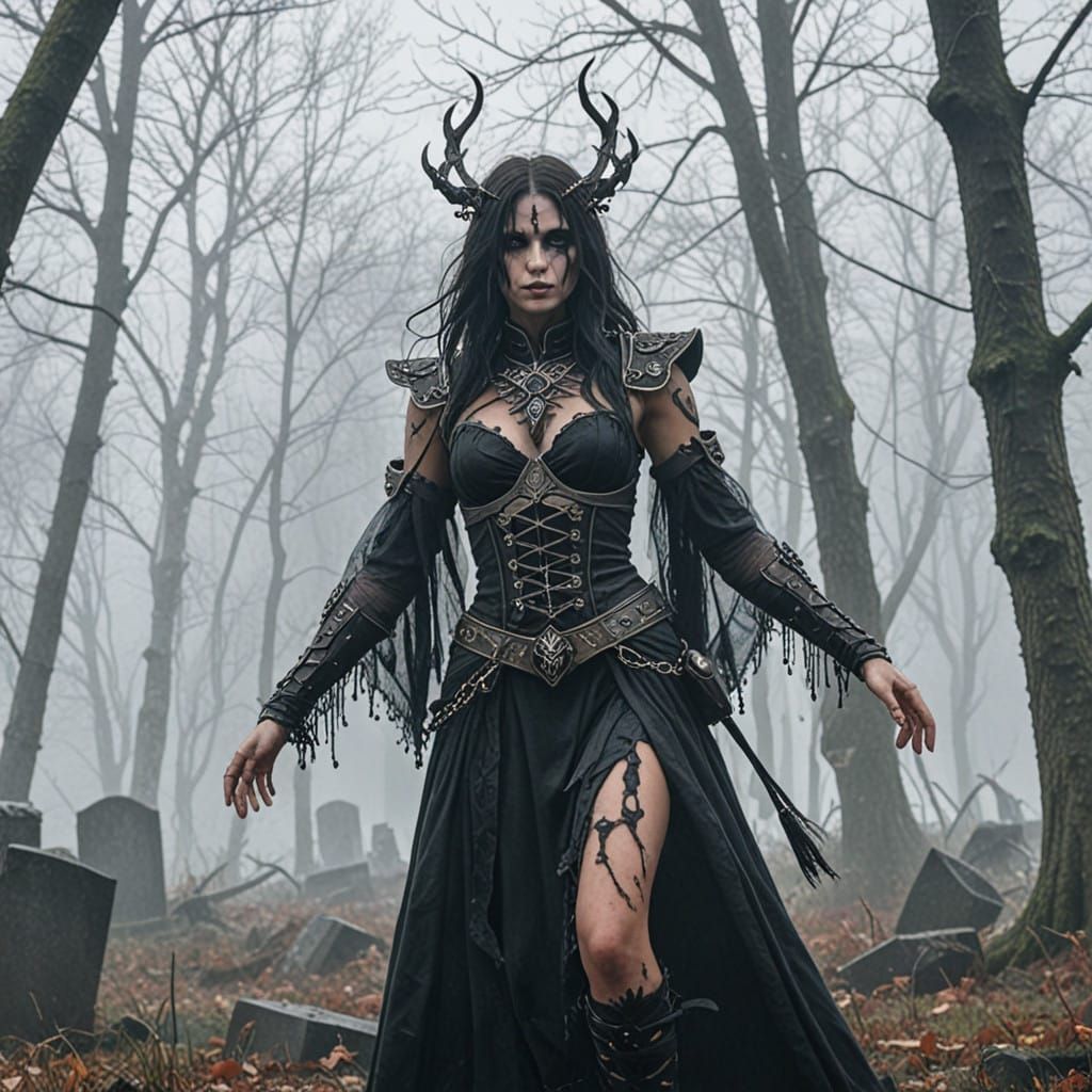 Ethereal Necromancer Succumbs to Dark Magic in Misty Ruins