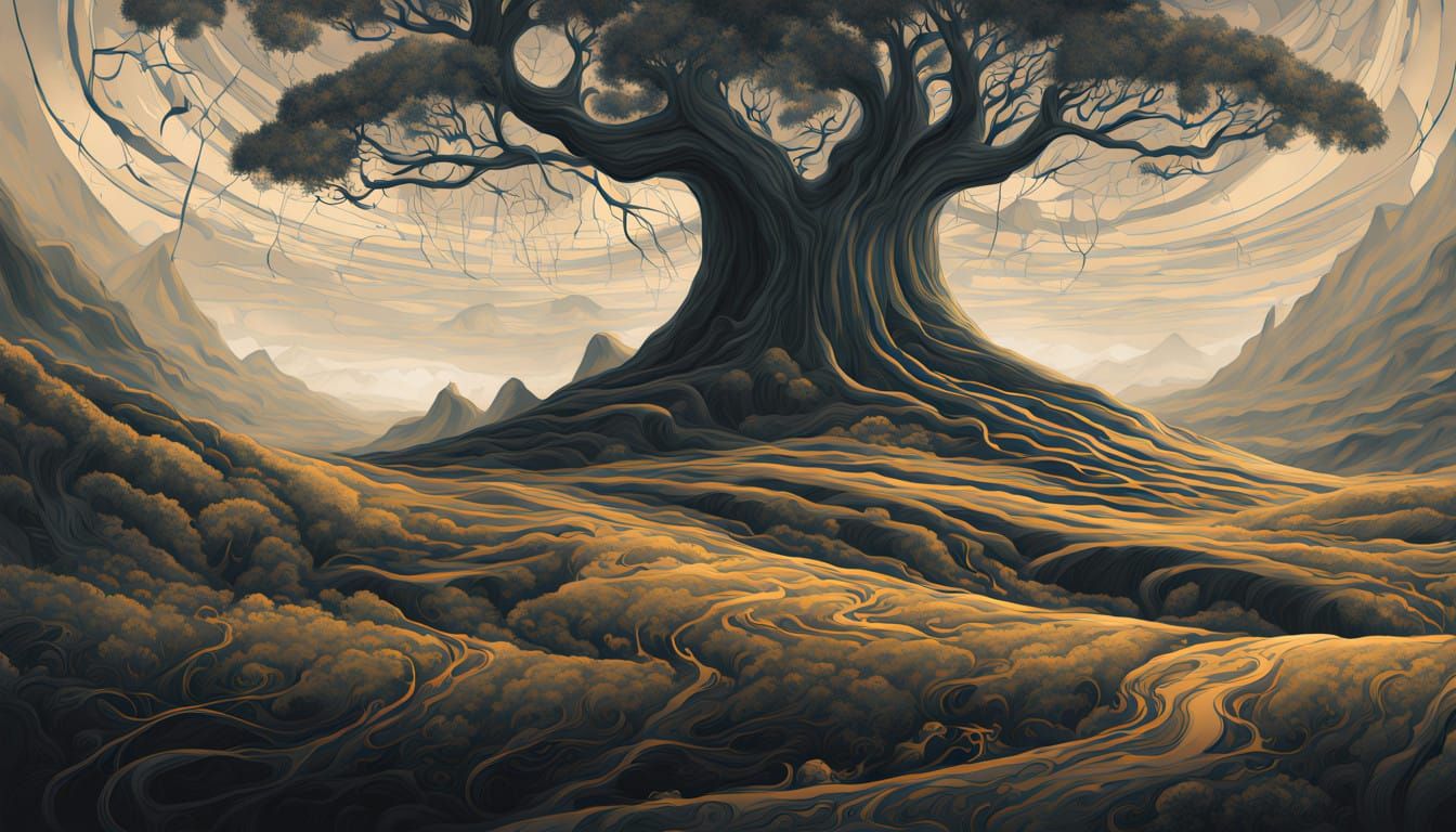 Surreal, Twisted Forest in Thick, Textured Acrylic