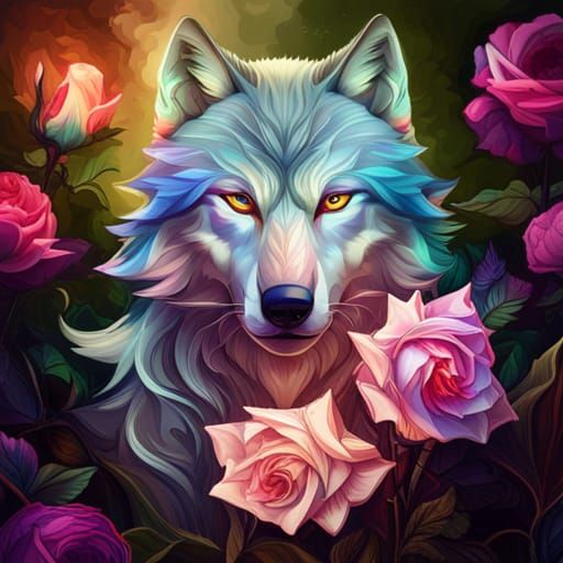 Rose Wolf Portrait in Art Nouveau Style