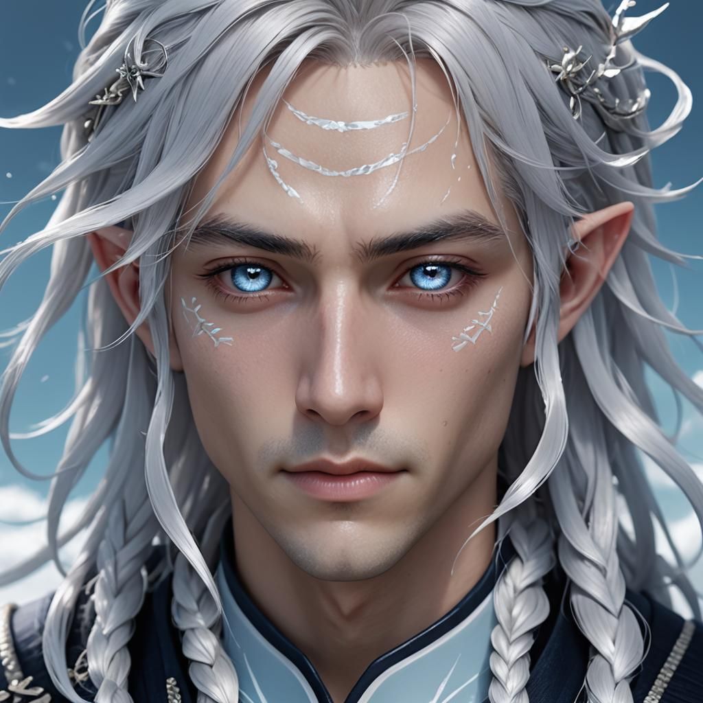 Sea Elf with Braided Hair in Anime Style