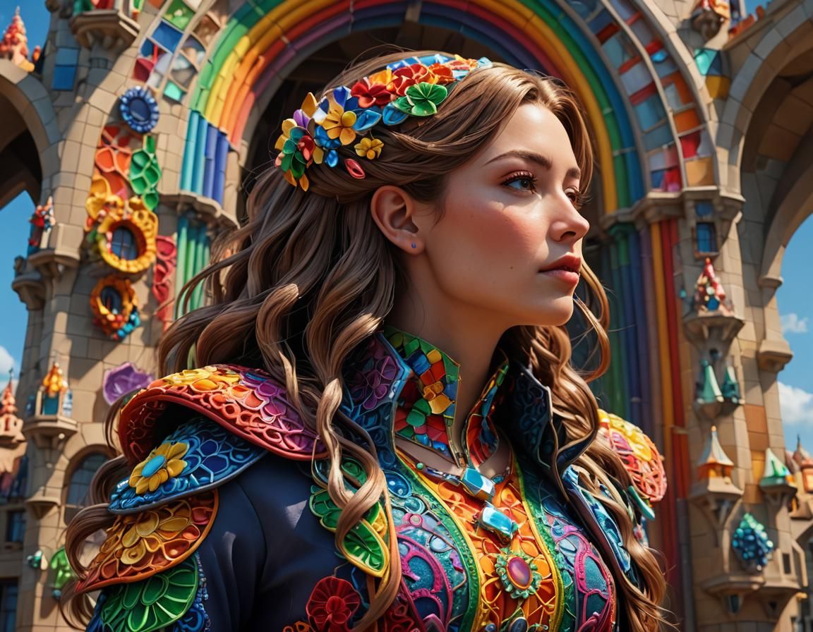 Gaudi Hadid Rainbow with Trompe L'oiel Sky