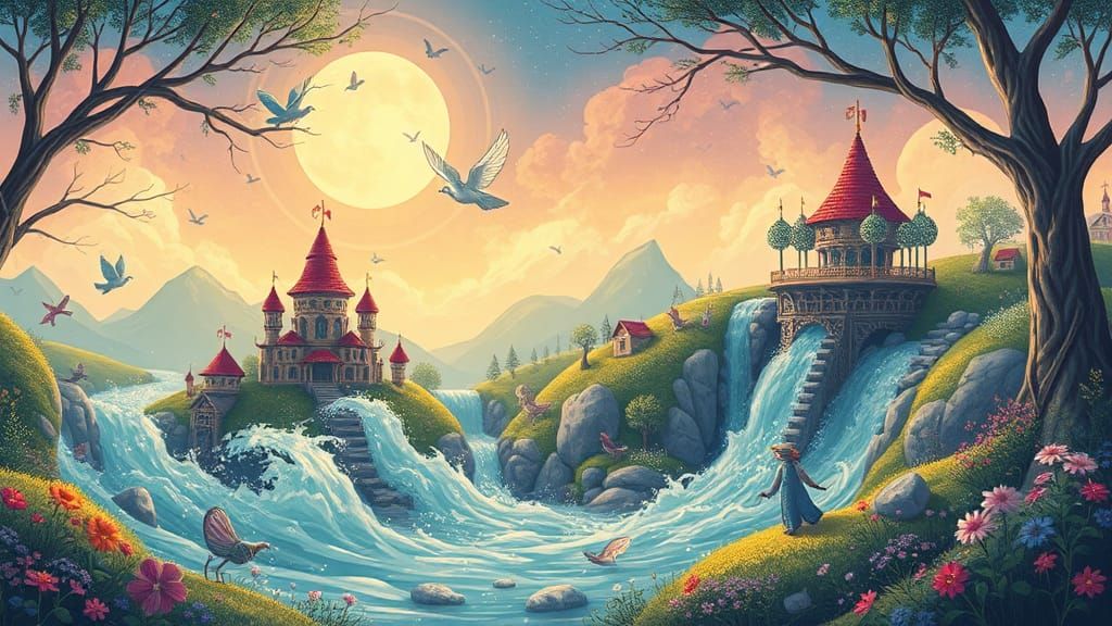 Vector Fairyland Emerges from Fairy Tale Whirlpool