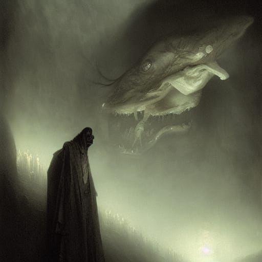 Gothic Horror Hotdog in Doré Style