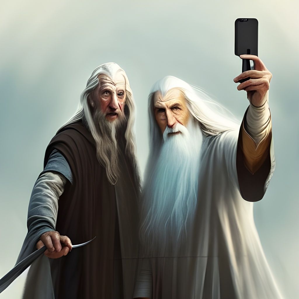 Gandalf and Saruman Take a Selfie, Digital Art