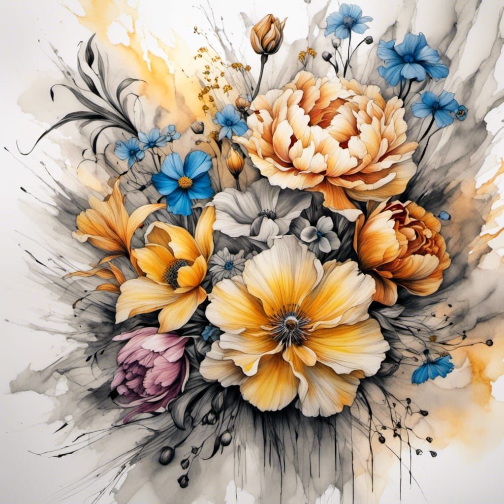 Floral Tattoo Design with Peonies and Roses