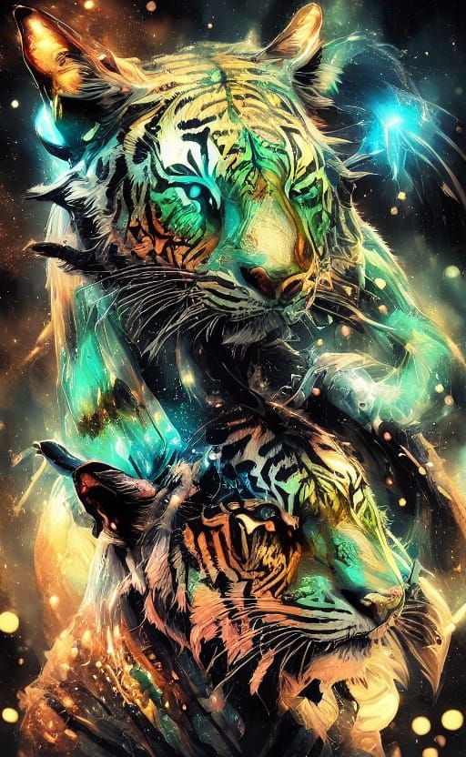 Supernatural Nightclub Performers in Retro Digital Art Style