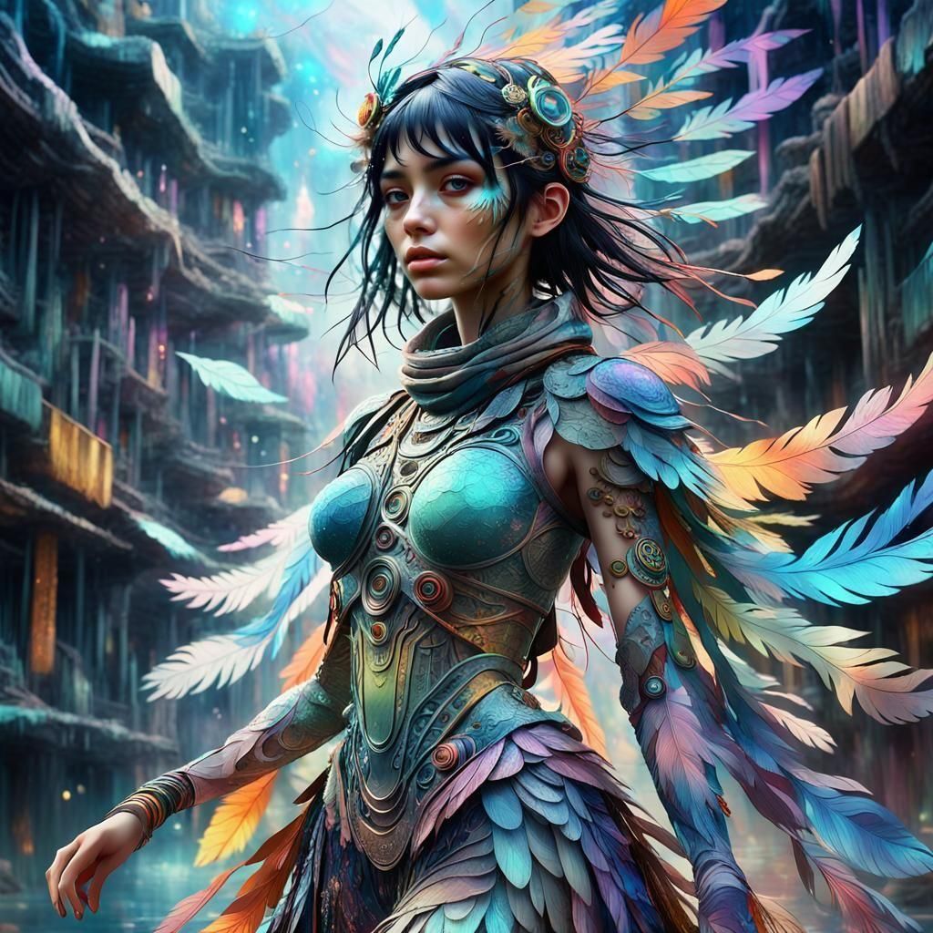 Ethereal Woman in Post-Apocalyptic Landscape