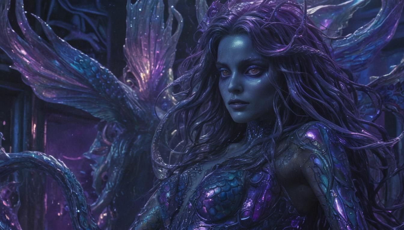 Ethereal Mermaid Shadow in Astral Landscape