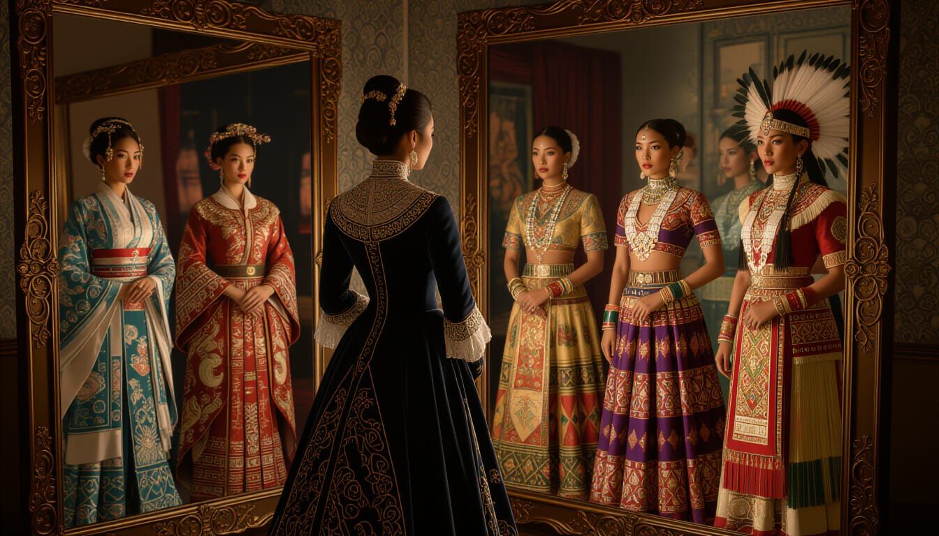 Victorian Woman's Mirror Shows Diverse Cultural Reflections
