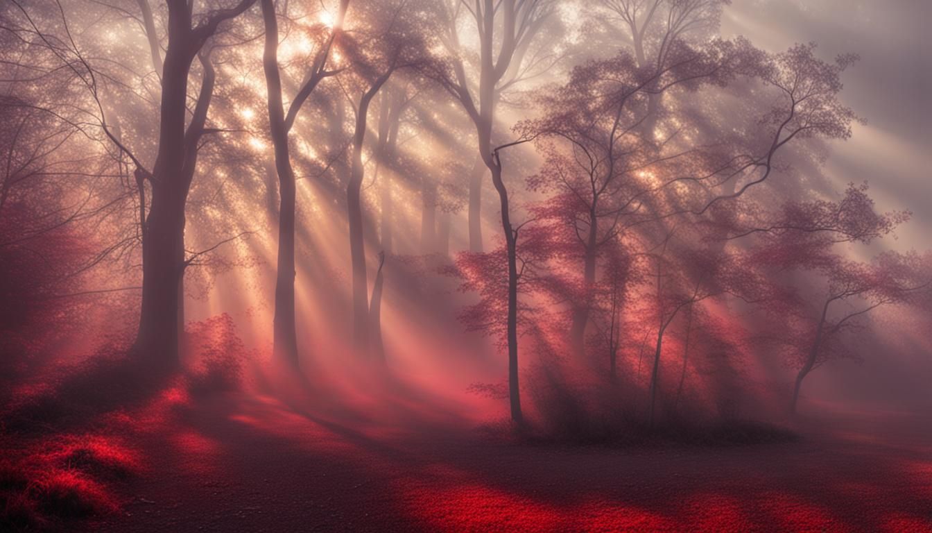 Red Fog and Divine Sunlight in the Clouds