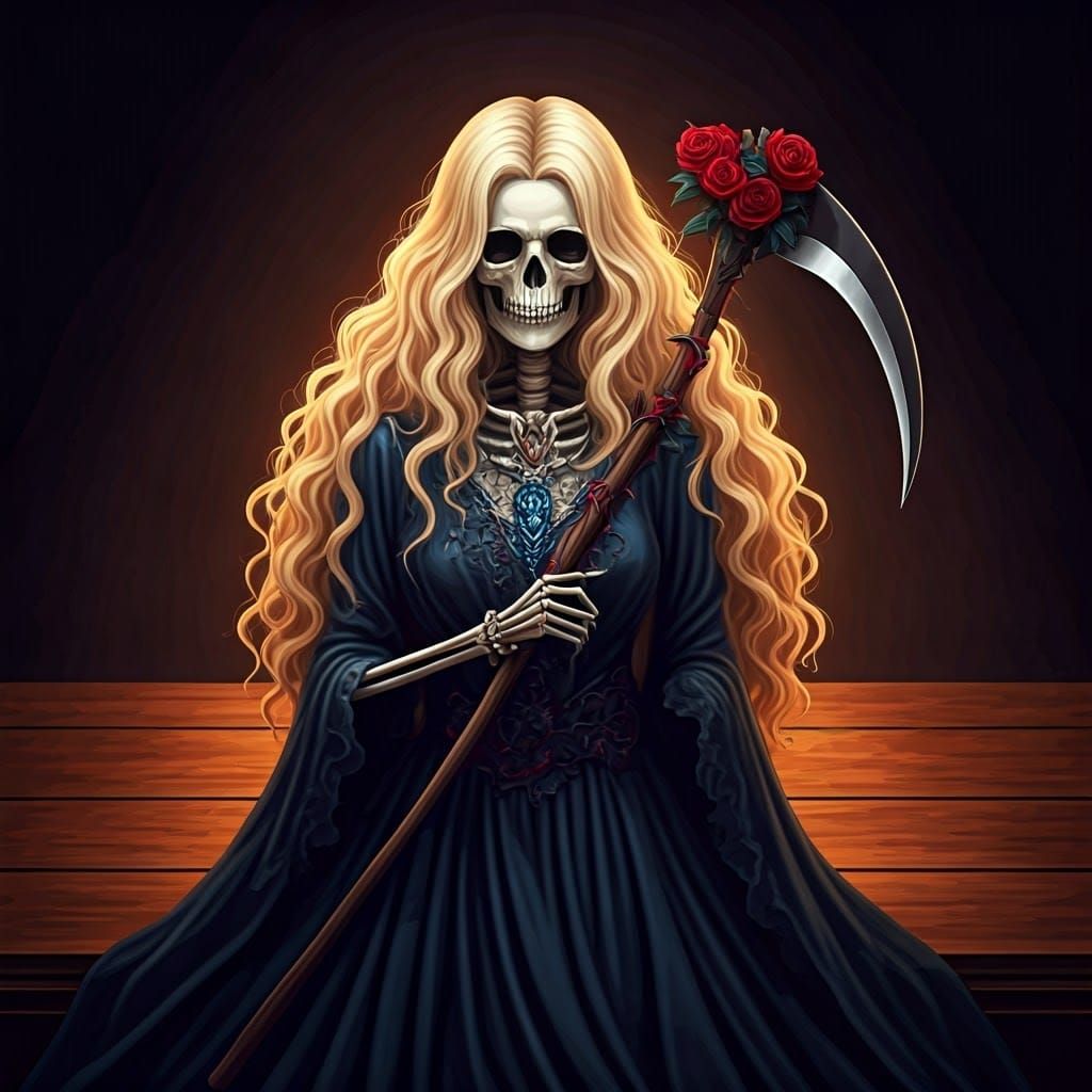 Elegant Gothic Death Card in Anime Style