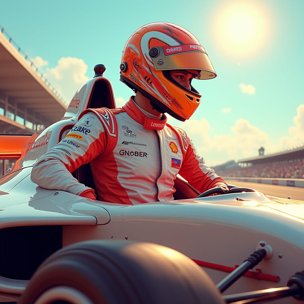 Charles Leclerc in Formula 1 Car, Futuristic Art