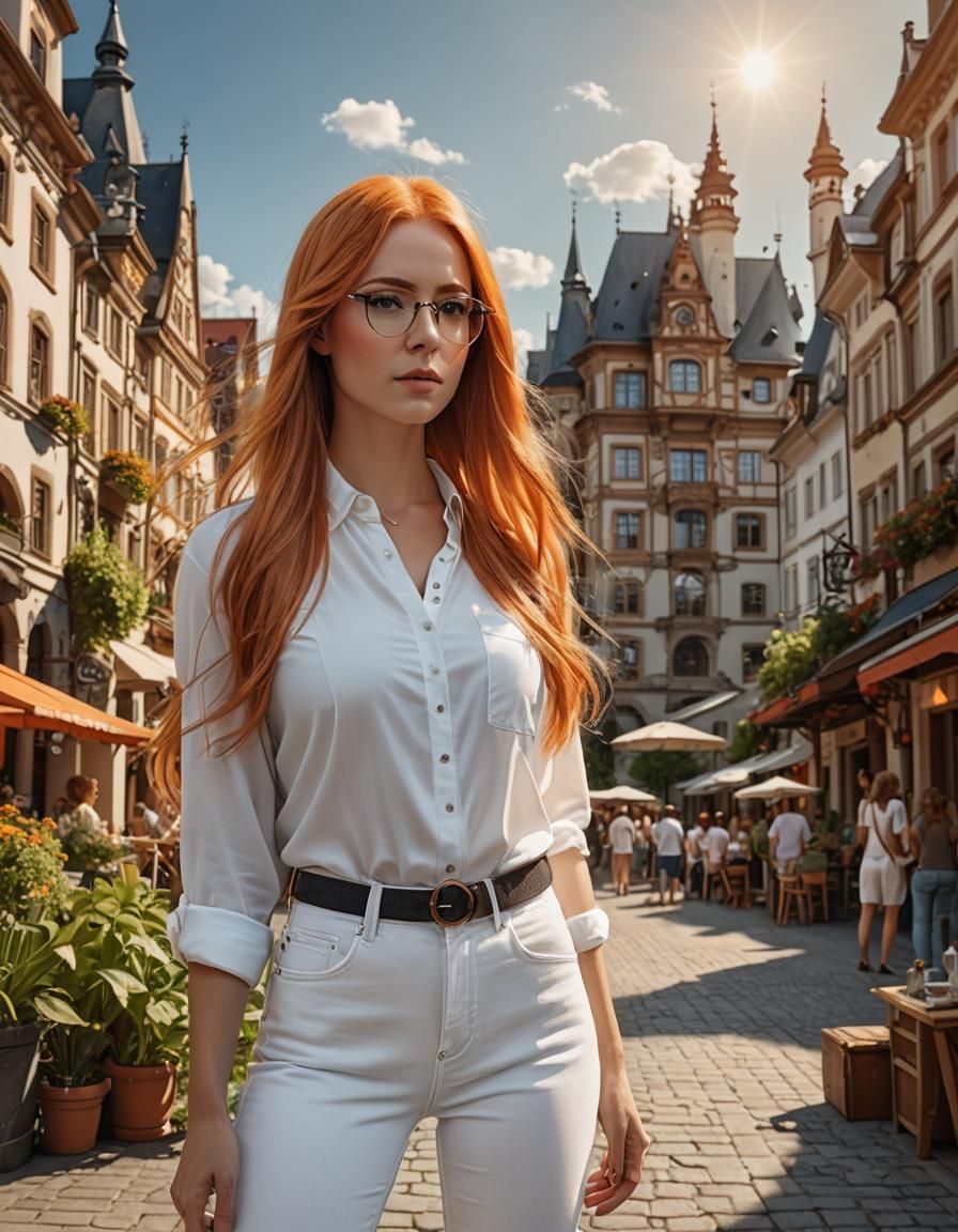German Woman with Orange Hair in Summer