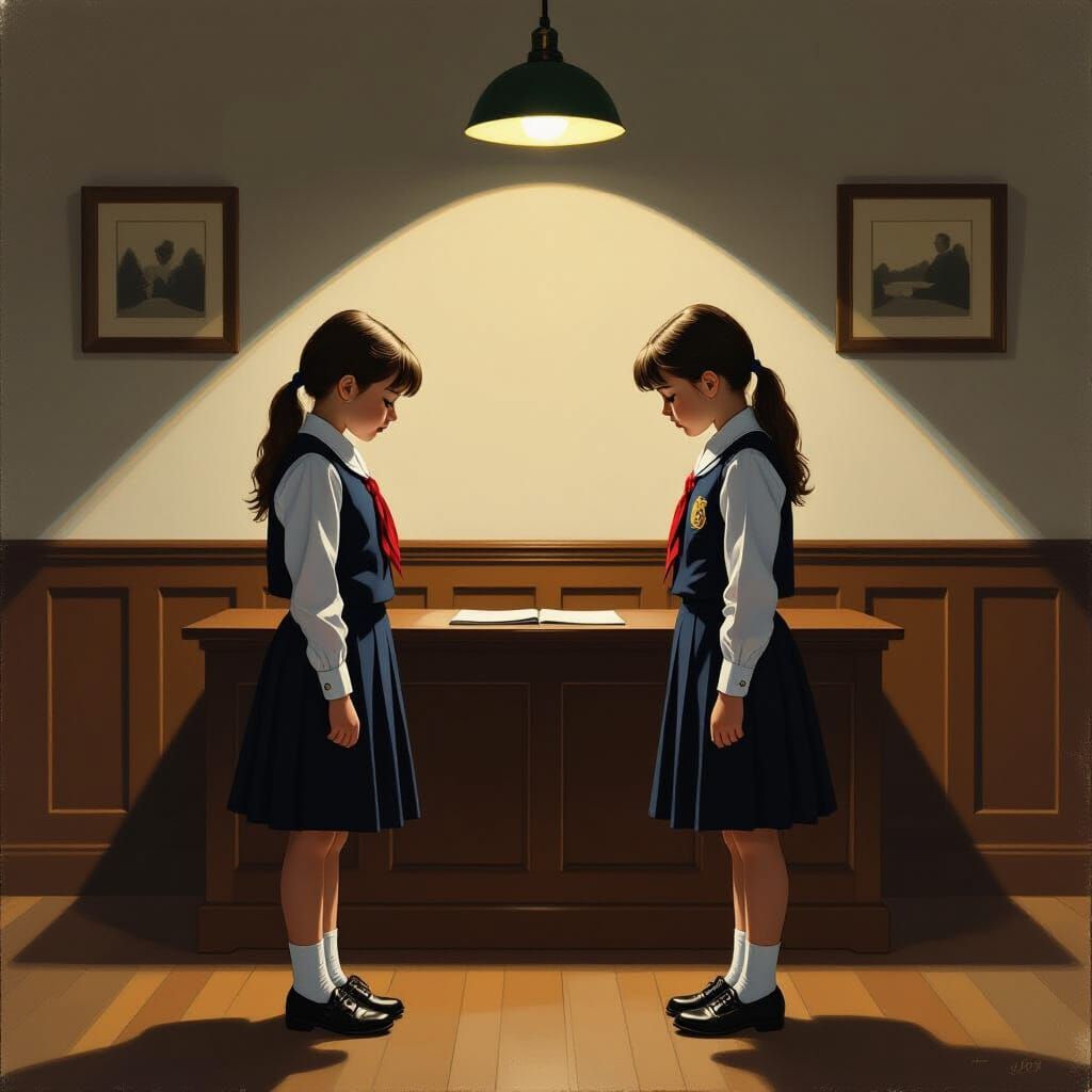 Shamed Schoolgirls in Principal's Office