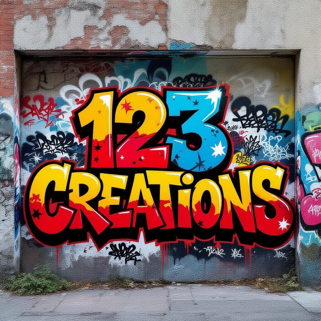 Vibrant Graffiti Wall Art: 123 Creations