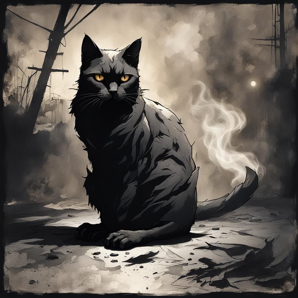 Anthropomorphic Shadow Cat with Stardust Backlighting