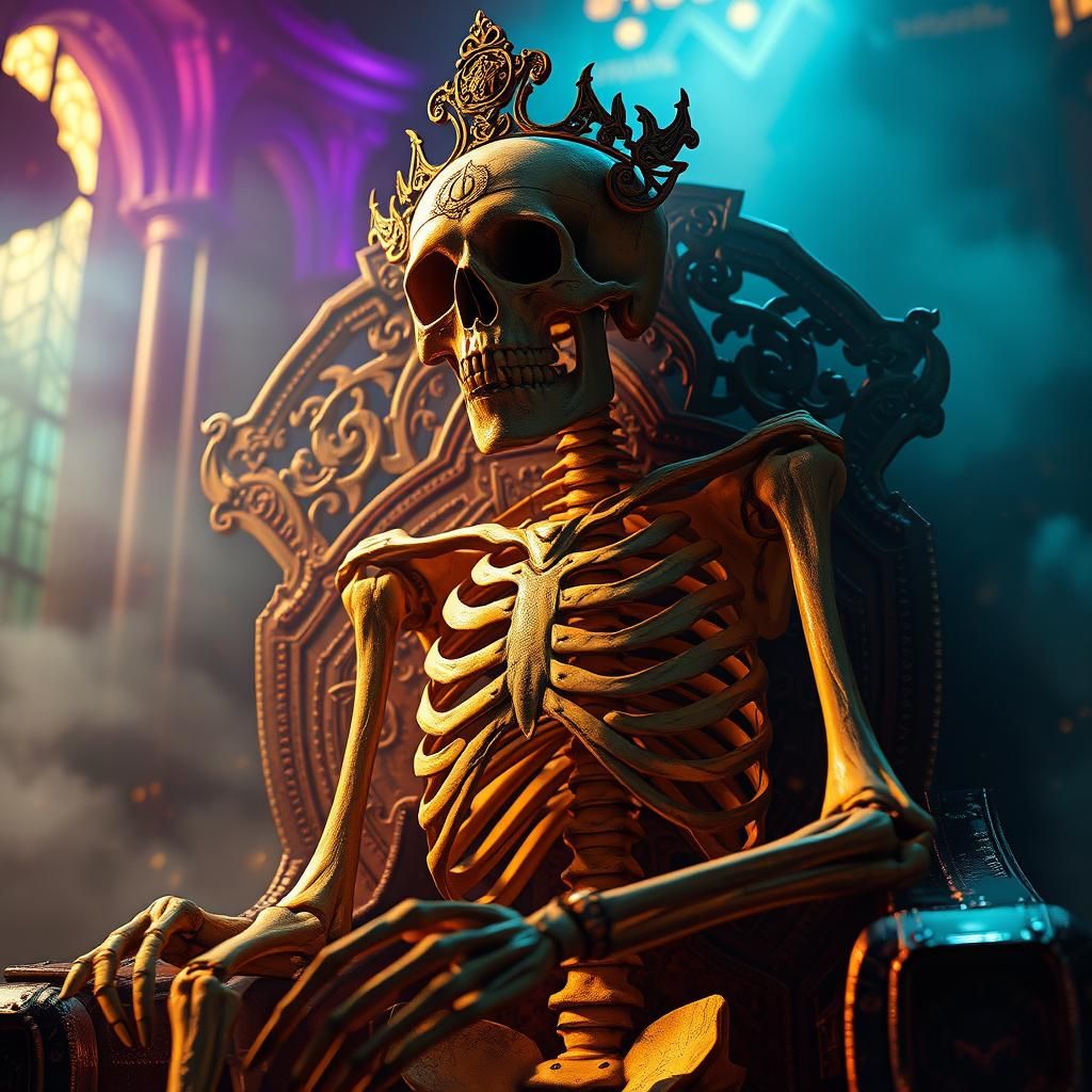 Majestic Skeleton in Mystical Art Nouveau Setting