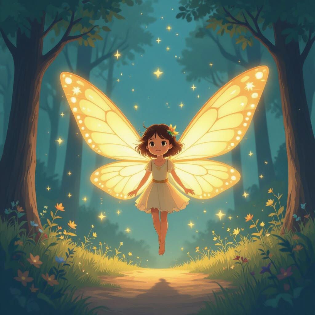 Magical Firefly Illuminates Star Forest in Gentle Glow