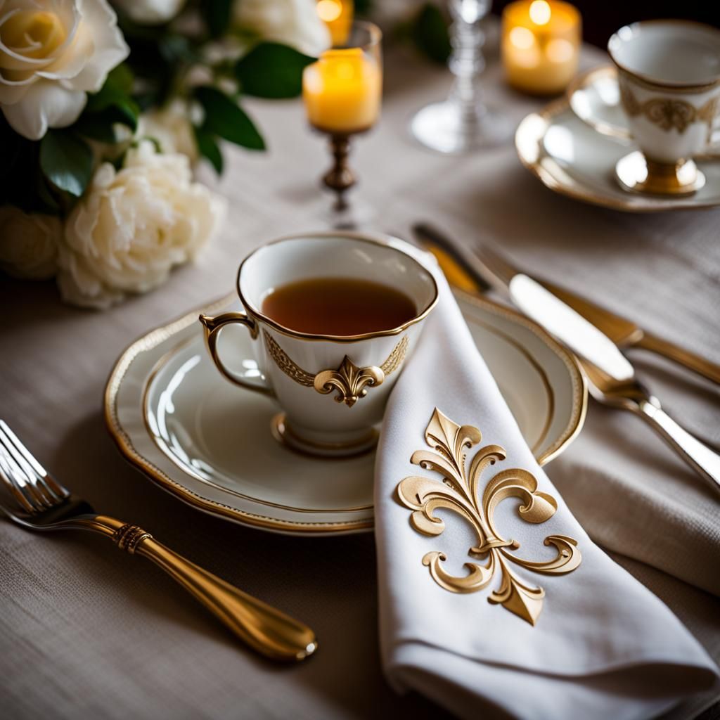 Fleur de Lys Napkin Still Life in Natural Light