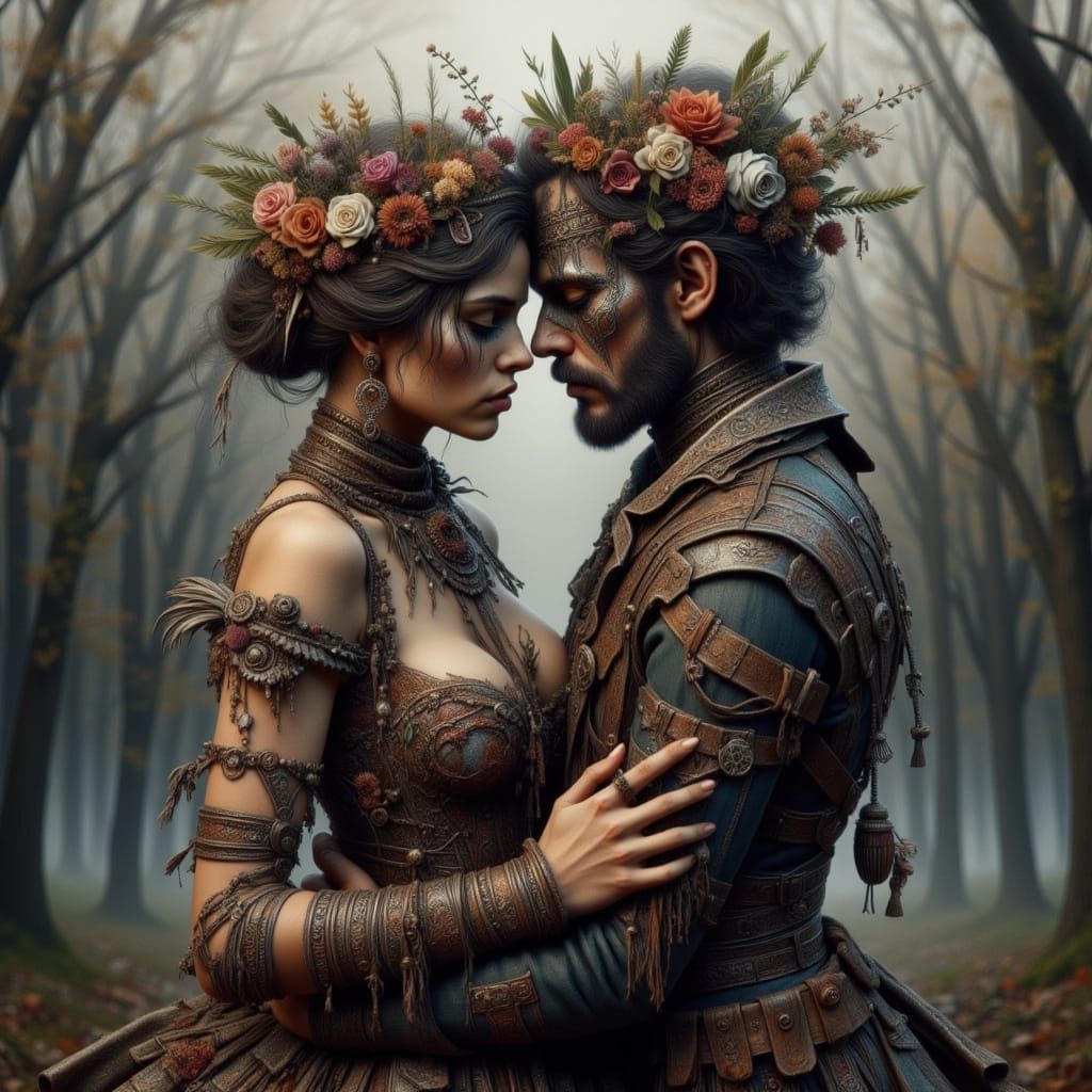Romantic Embrace: A Heartfelt Digital Illustration
