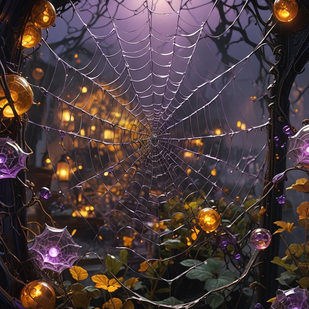 Spooky Glass Spiderweb: Dark Fantasy Concept Art