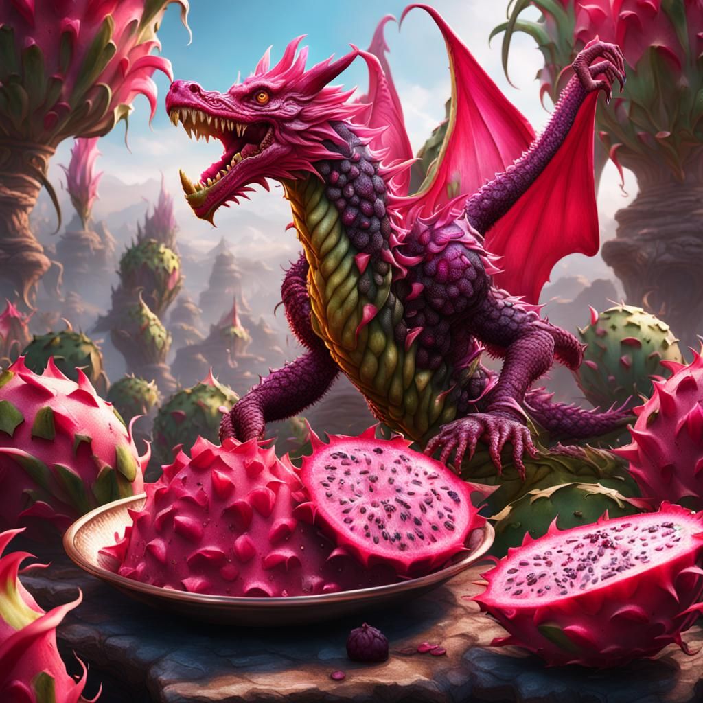 Peso Pluma Eating Dragon Fruit, Detailed Digital Art
