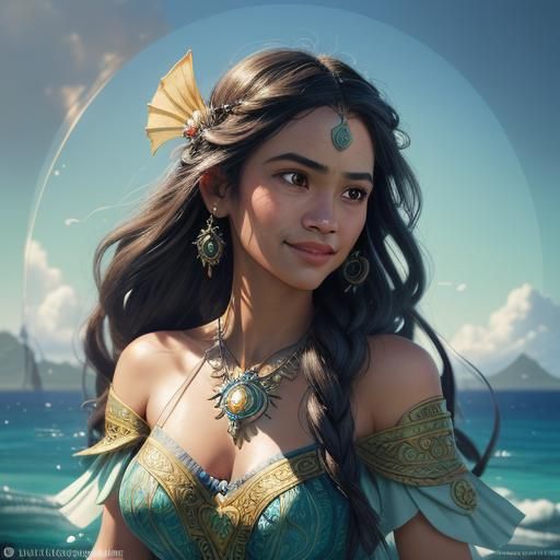 Moana Portrait in Art Nouveau Style