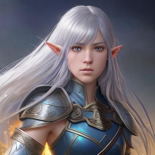 Half-Elf Female Fighter Portrait in Fantasy Art Style