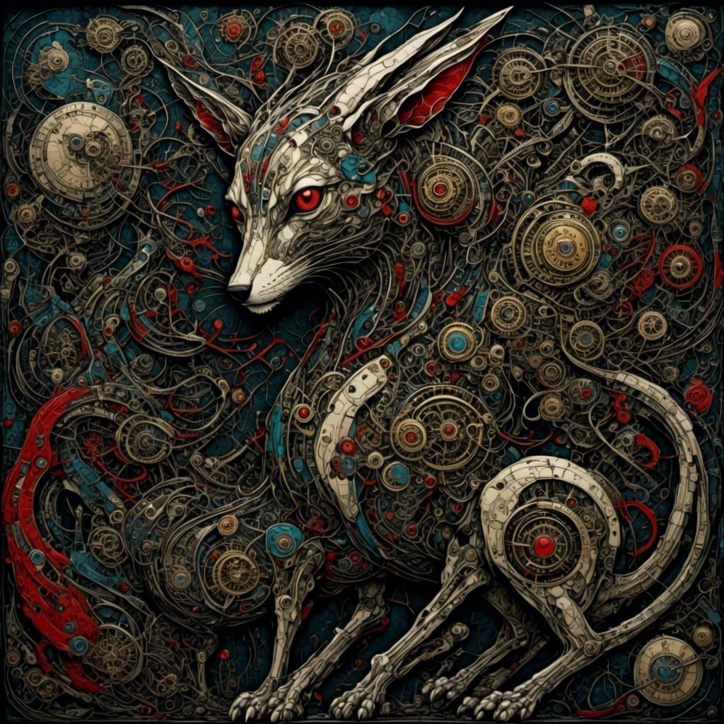 Steampunk Hellhound in Pop Art Style