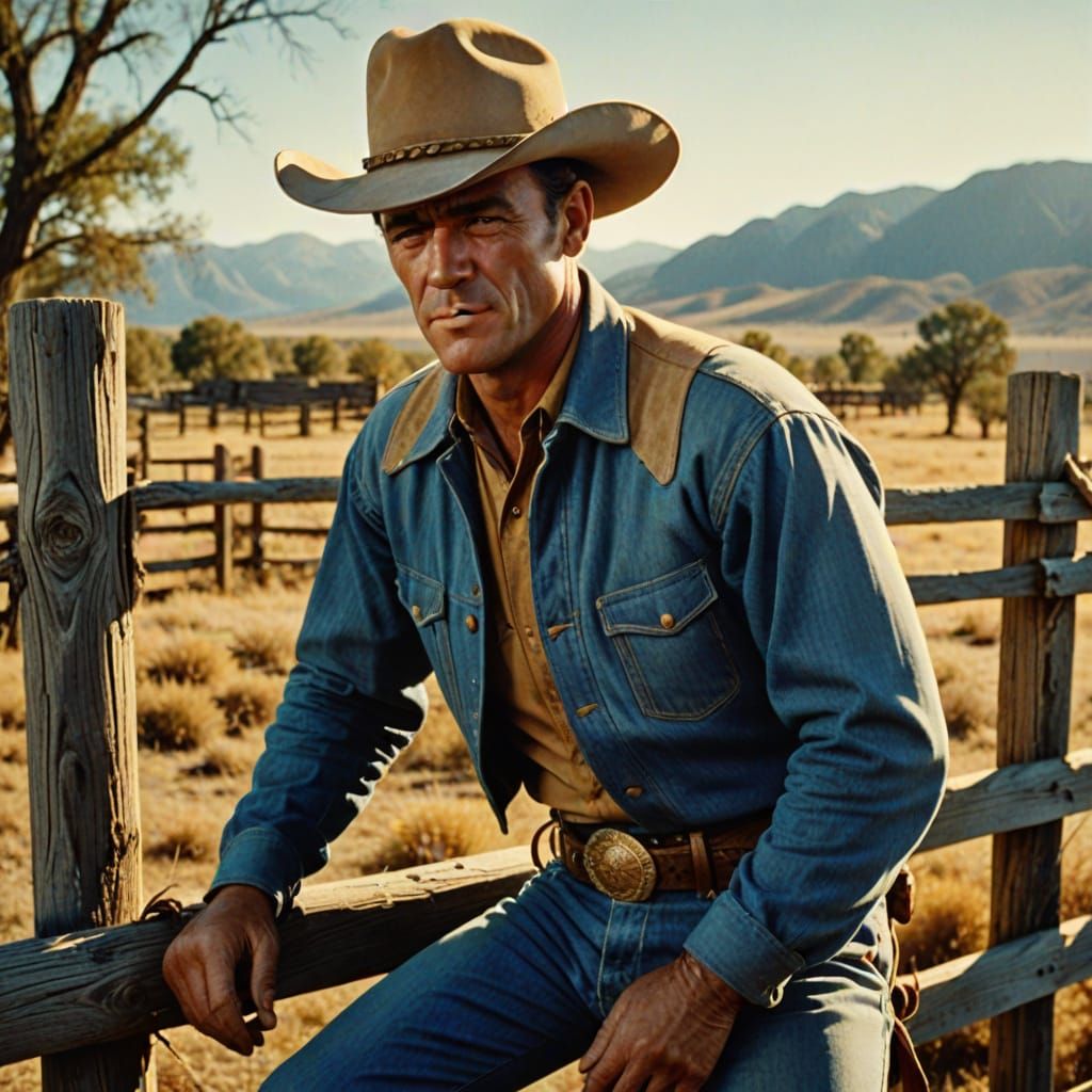 Classic Cowboy in Vintage Western Film Style