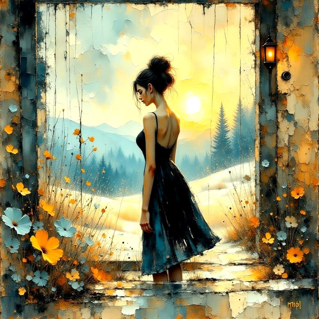 Rustic Goodbye: Encaustic Impasto Painting at Dawn