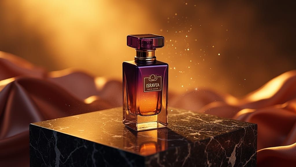 Luxurious Perfume Bottle with Golden Mist