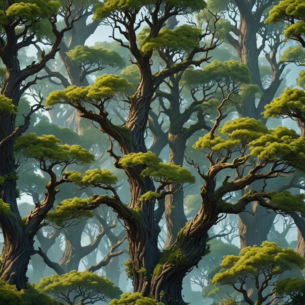 Fantastical Trees in Detailed Matte Painting
