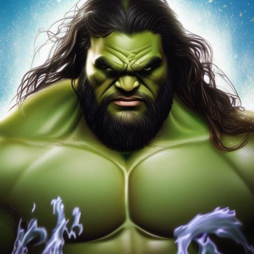 Jason Momoa as Hyperrealistic Hulk: Concept Art