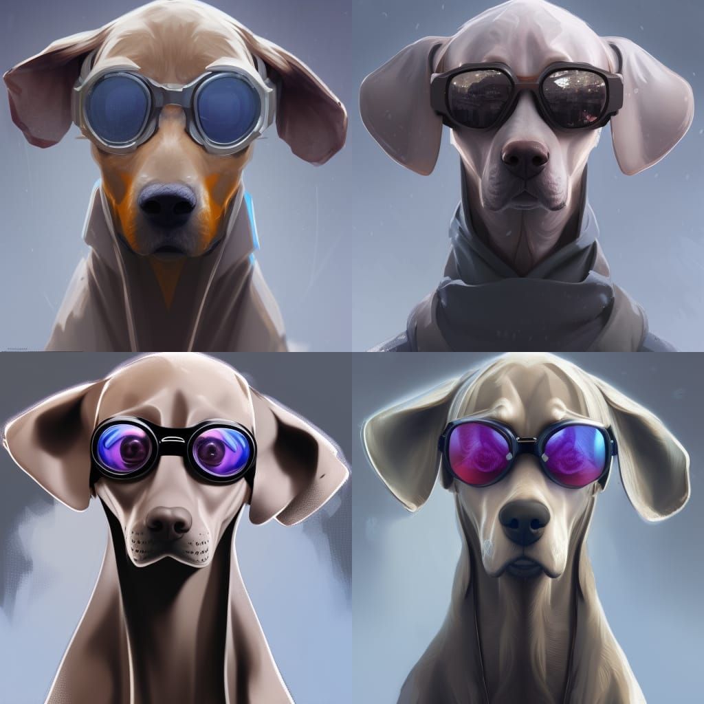 Weimaraner in Beanie and Goggles, Hyperdetailed Portrait