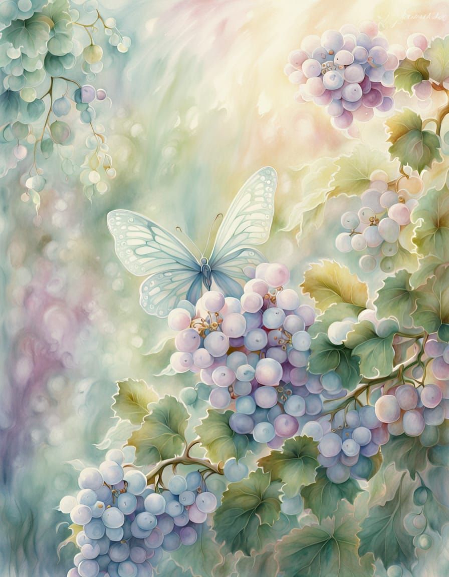 Ethereal Fairy in Whimsical Vineyard Setting