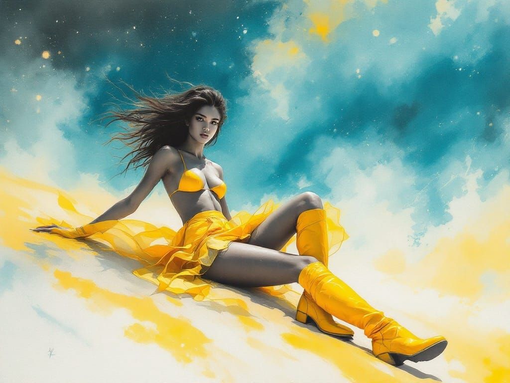 A Radiant Woman of Color, Ethereal in Yellow