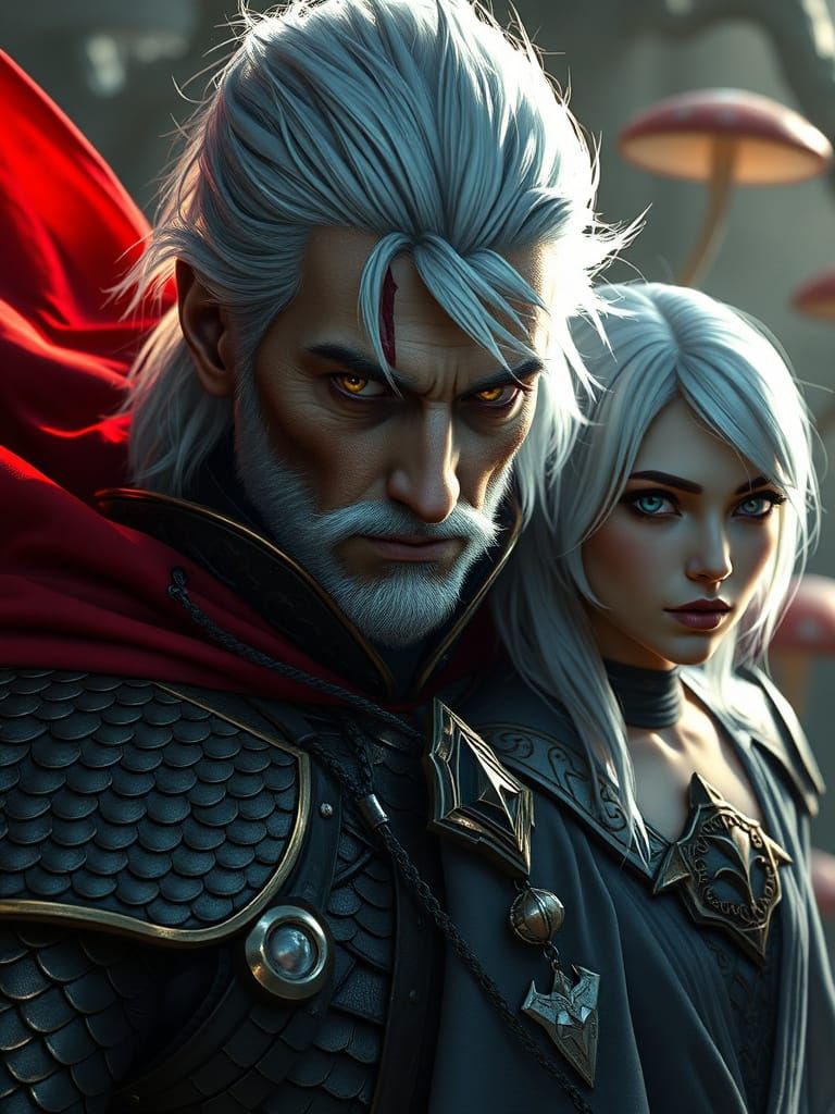 No facial hair. a portrait of Lord Faloraith, jester and exe...