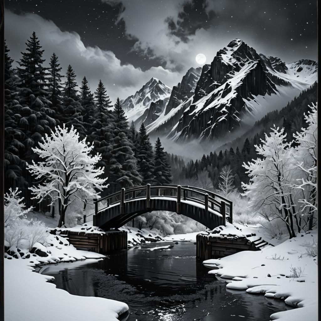 Futuristic Winter Landscape with Neon Snow, Macro Perspectiv...