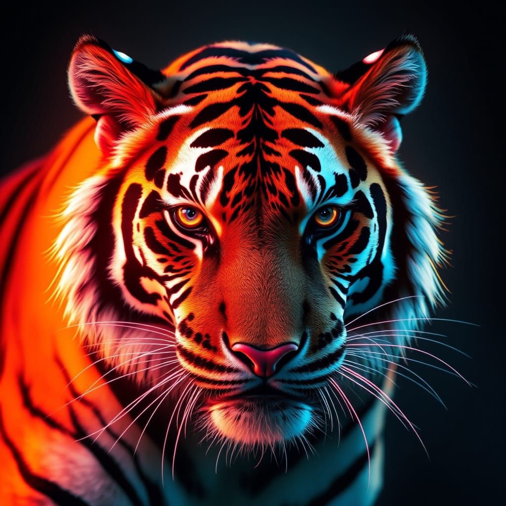 Neon Tiger Illuminated in Vibrant Light